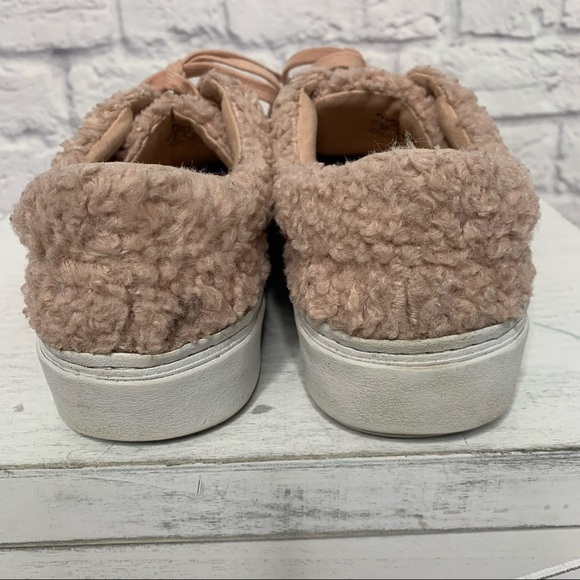 Zara Pink Faux Sherpa Lace Up Platform Fashion Sneakers - Picture 10 of 16